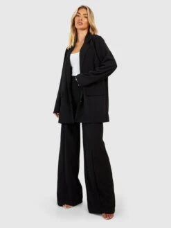 Boohoo Crepe Wide Leg Trousers - Black -Modish Muse VQGY0 SQ3 0000000004 BLACK MDo