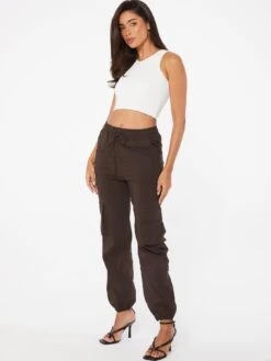 Quiz Brown Tie Waist Cargo Trousers -Modish Muse VQSPC SQ3 0000000143 BROWN MDo