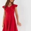 Quiz Red Frill Dip Hem Midi Dress -Modish Muse VQSRM SQ1 0000000017 RED MDf