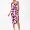 Quiz Petite Purple Floral Print Ruched Midi Dress -Modish Muse VQSRQ SQ1 0000000039 PURPLE MDf