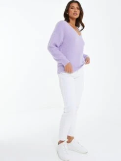 Quiz Lilac Fluffy Jumper -Modish Muse VQSSU SQ3 0000001367 LIGHT PURPLE MDo