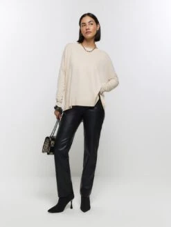 River Island Fine Knit Crew Neck - Cream -Modish Muse VQYGO SQ3 0000000067 CREAM MDo