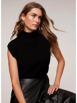 Mint Velvet Black Tuck Shoulder Jumper