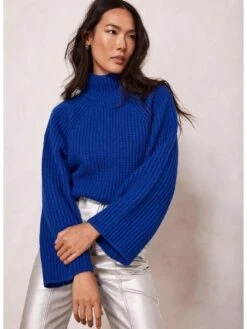 Mint Velvet Blue Button Back Jumper