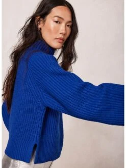 Mint Velvet Blue Button Back Jumper -Modish Muse VR69Z SQ4 0000000020 BLUE MDd