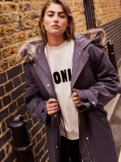 Mint Velvet Grey Cotton Parka