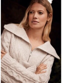 Mint Velvet Neutral Cable Dress -Modish Muse VR6DU SQ4 0000000108 BEIGE MDd