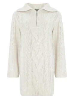 Mint Velvet Neutral Cable Dress -Modish Muse VR6DU SQ5 0000000108 BEIGE MDd1