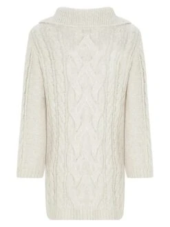 Mint Velvet Neutral Cable Dress -Modish Muse VR6DU SQ6 0000000108 BEIGE MDd2