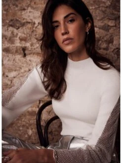 Mint Velvet Ivory Diamante Mesh Jumper -Modish Muse VR6EK SQ4 0000000067 CREAM MDd