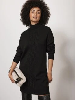 Mint Velvet Black Chunky Cable Tunic