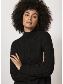 Mint Velvet Black Chunky Cable Tunic -Modish Muse VR6EL SQ4 0000000004 BLACK MDd