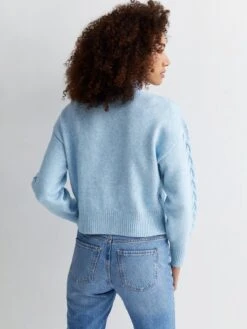 New Look Pale Blue Cross Stitch Knit High Neck Jumper -Modish Muse VRBE2 SQ2 0000000150 LIGHT BLUE MDb