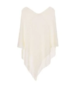 Quiz Cream Sequin Fine Knit Poncho