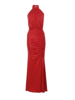 Quiz Red Halter Neck Ruched Maxi Dress -Modish Muse VRHDN SQ4 0000000017 RED MDd