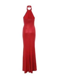 Quiz Red Halter Neck Ruched Maxi Dress -Modish Muse VRHDN SQ5 0000000017 RED MDd1