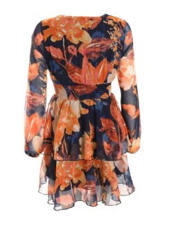 Quiz Petite Orange Chiffon Floral Tiered Skater Mini Dress -Modish Muse VRHE8 SQ5 0000000198 ORANGE MDd1