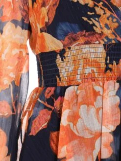 Quiz Petite Orange Chiffon Floral Tiered Skater Mini Dress -Modish Muse VRHE8 SQ6 0000000198 ORANGE MDd2