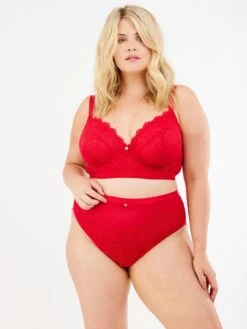 Oola Lace & Logo Non Padded Underwired Bra -Modish Muse VRPJF SQ3 0000000017 RED MDo