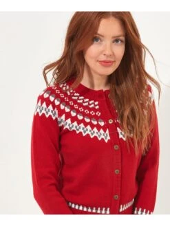 Joe Browns Joe Browns Fun And Fairisle Cardigan - Red -Modish Muse VRQ2Z SQ4 0000000017 RED MDd