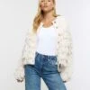 River Island Fringe Detail Cardigan - Cream -Modish Muse VRXE0 SQ1 0000000067 CREAM MDf
