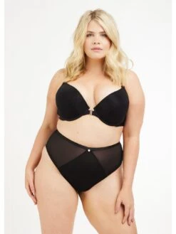 Oola OOLA SOFT MESH PADDED PLUNGE FRONT FASTENING BRA -Modish Muse VS9Y6 SQ3 0000000004 BLACK MDo