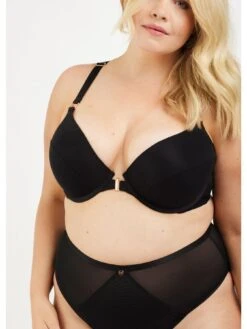 Oola OOLA SOFT MESH PADDED PLUNGE FRONT FASTENING BRA -Modish Muse VS9Y6 SQ5 0000000004 BLACK MDd1