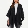 Quiz Black Glitter Tassel Cape -Modish Muse VSIY2 SQ1 0000000004 BLACK MDf