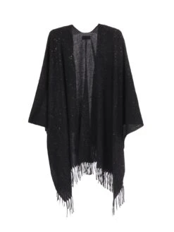 Quiz Black Glitter Tassel Cape -Modish Muse VSIY2 SQ5 0000000004 BLACK MDd1