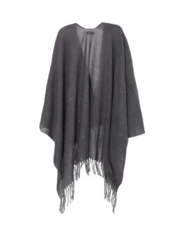 Quiz Grey Glitter Tassel Cape -Modish Muse VSIY5 SQ5 0000000005 GREY MDd1