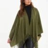 Quiz Khaki Glitter Tassel Cape -Modish Muse VSIY6 SQ1 0000000047 GREEN MDf