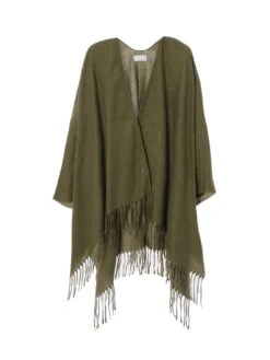 Quiz Khaki Glitter Tassel Cape -Modish Muse VSIY6 SQ4 0000000047 GREEN MDd