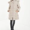 Quiz Stone Padded Faux Fur Hood Parka -Modish Muse VSIY7 SQ1 0000000003 NATURAL MDf