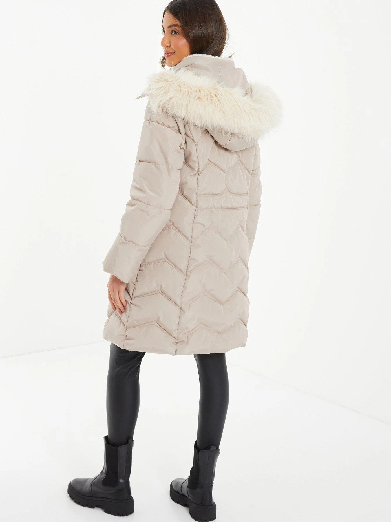 Quiz Stone Padded Faux Fur Hood Parka 4 Quiz Stone Padded Faux Fur Hood Parka - Image 2