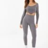 Quiz Grey Knit Ribbed Leggings -Modish Muse VSIZA SQ1 0000000005 GREY MDf