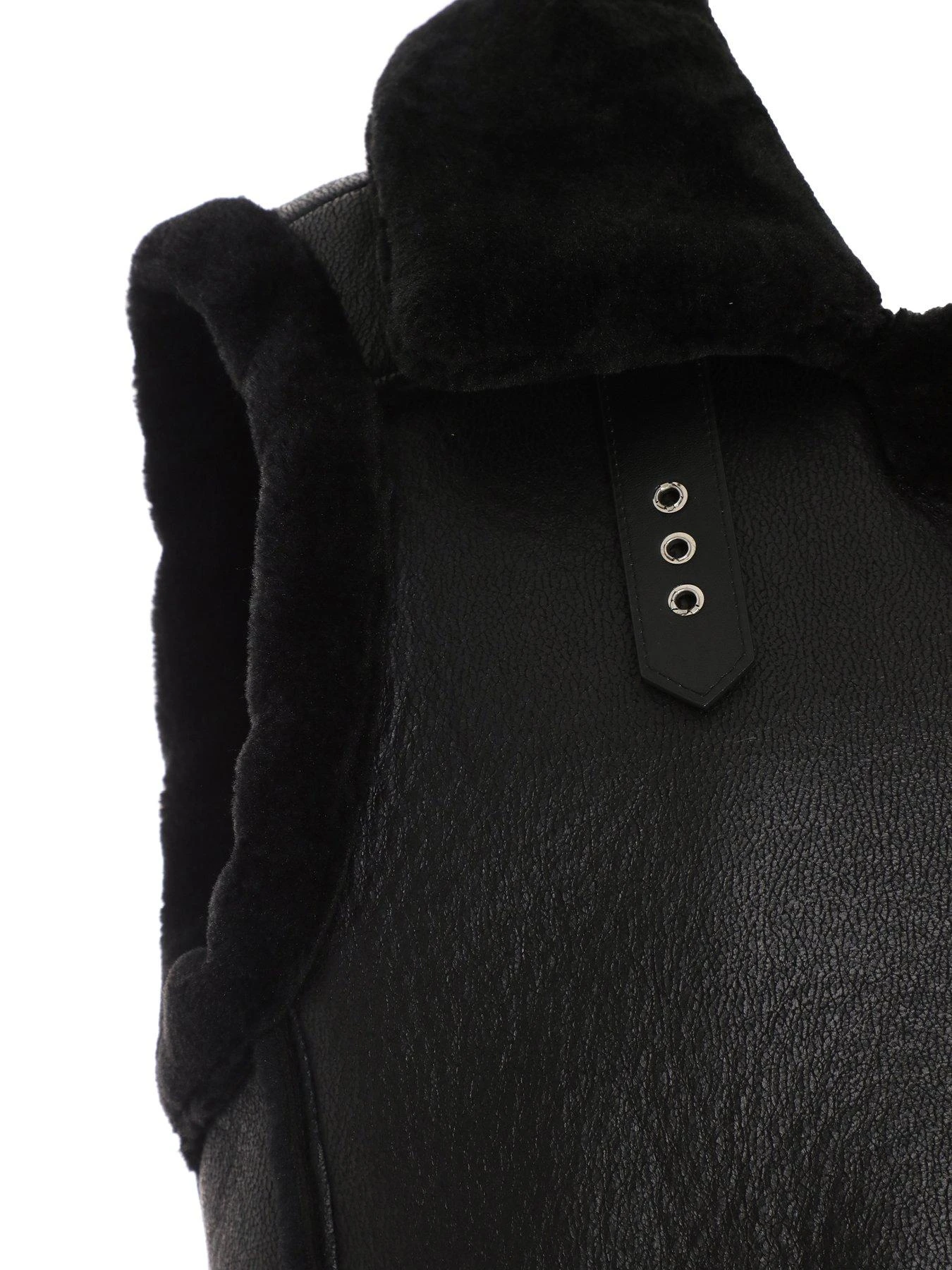 Quiz Black Aviator Faux Fur Gilet 5 Quiz Black Aviator Faux Fur Gilet - Image 3