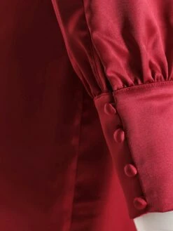 Quiz Berry Satin Long Sleeve Wrap Midaxi Dress -Modish Muse VSIZK SQ6 0000000315 DARK RED MDd2