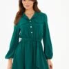 Quiz Bottle Green Skater Shirt Dress -Modish Muse VSJ0P SQ1 0000000630 DARK GREEN MDf