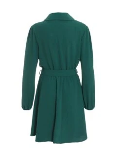 Quiz Bottle Green Skater Shirt Dress -Modish Muse VSJ0P SQ5 0000000630 DARK GREEN MDd1
