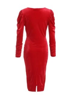 Quiz Red Velvet Wrap Midi Dress -Modish Muse VSNEE SQ5 0000000017 RED MDd1