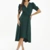 Quiz Bottle Green Glitter Dip Hem Midi Dress -Modish Muse VSNFN SQ1 0000000630 DARK GREEN MDf