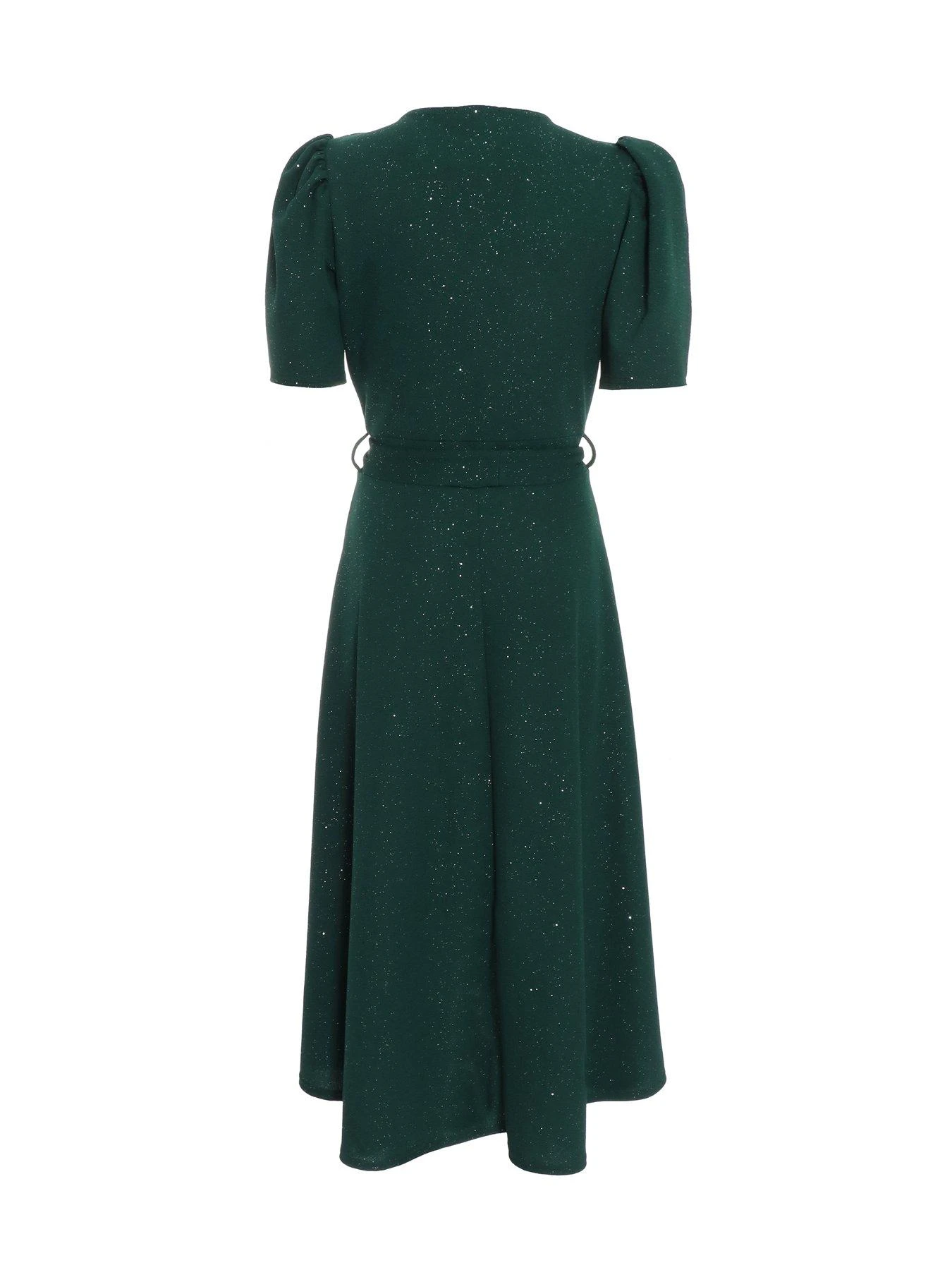 Quiz Bottle Green Glitter Dip Hem Midi Dress 7 Quiz Bottle Green Glitter Dip Hem Midi Dress - Image 5