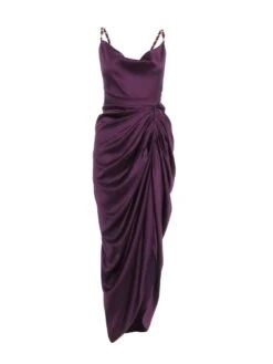 Quiz Purple Satin Ruched Midaxi Dress -Modish Muse VSNGG SQ4 0000000039 PURPLE MDd