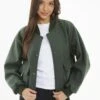 Quiz Khaki Bomber Jacket -Modish Muse VSNGL SQ1 0000000058 KHAKI MDf