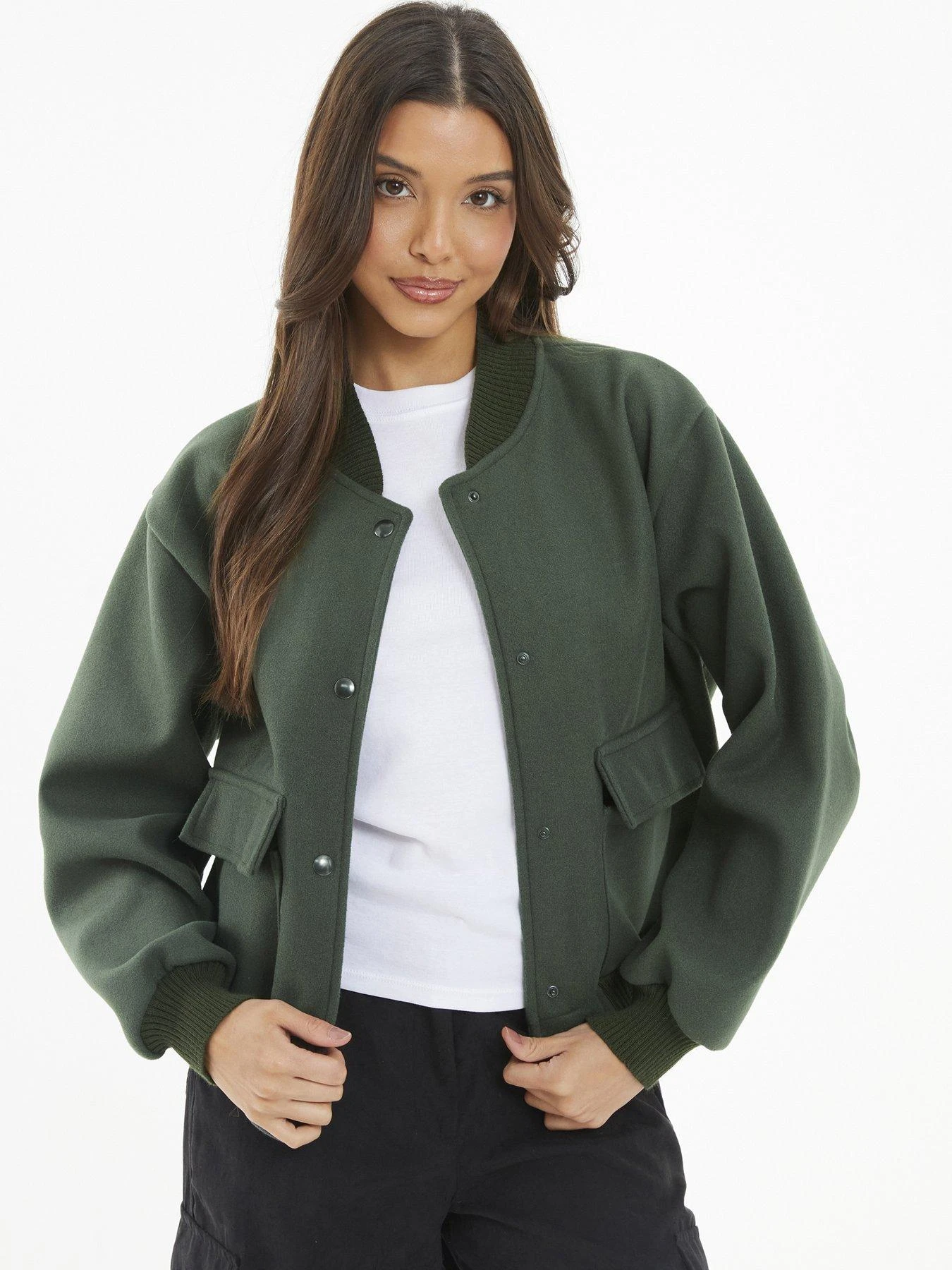Quiz Khaki Bomber Jacket 3 Quiz Khaki Bomber Jacket