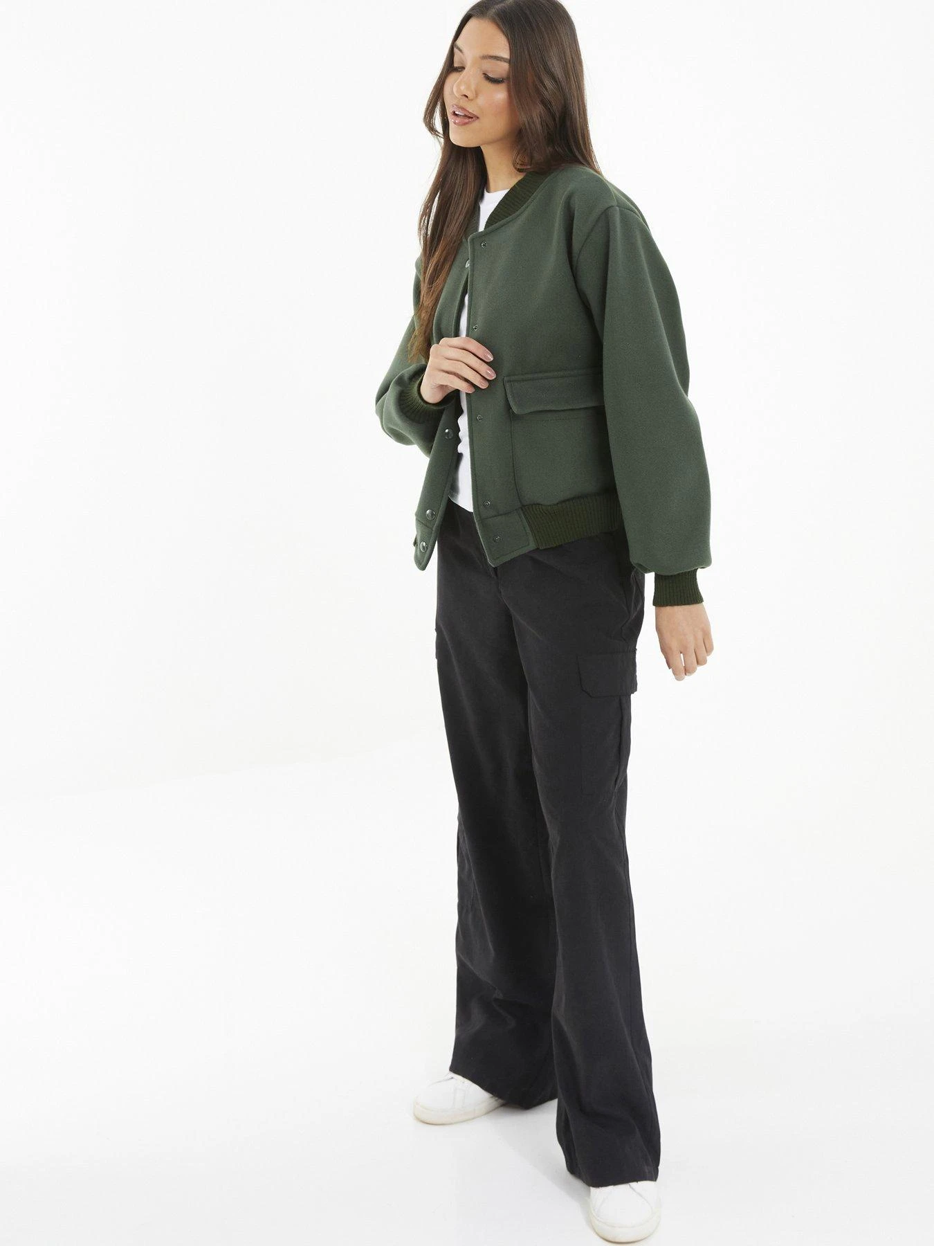 Quiz Khaki Bomber Jacket 5 Quiz Khaki Bomber Jacket - Image 3