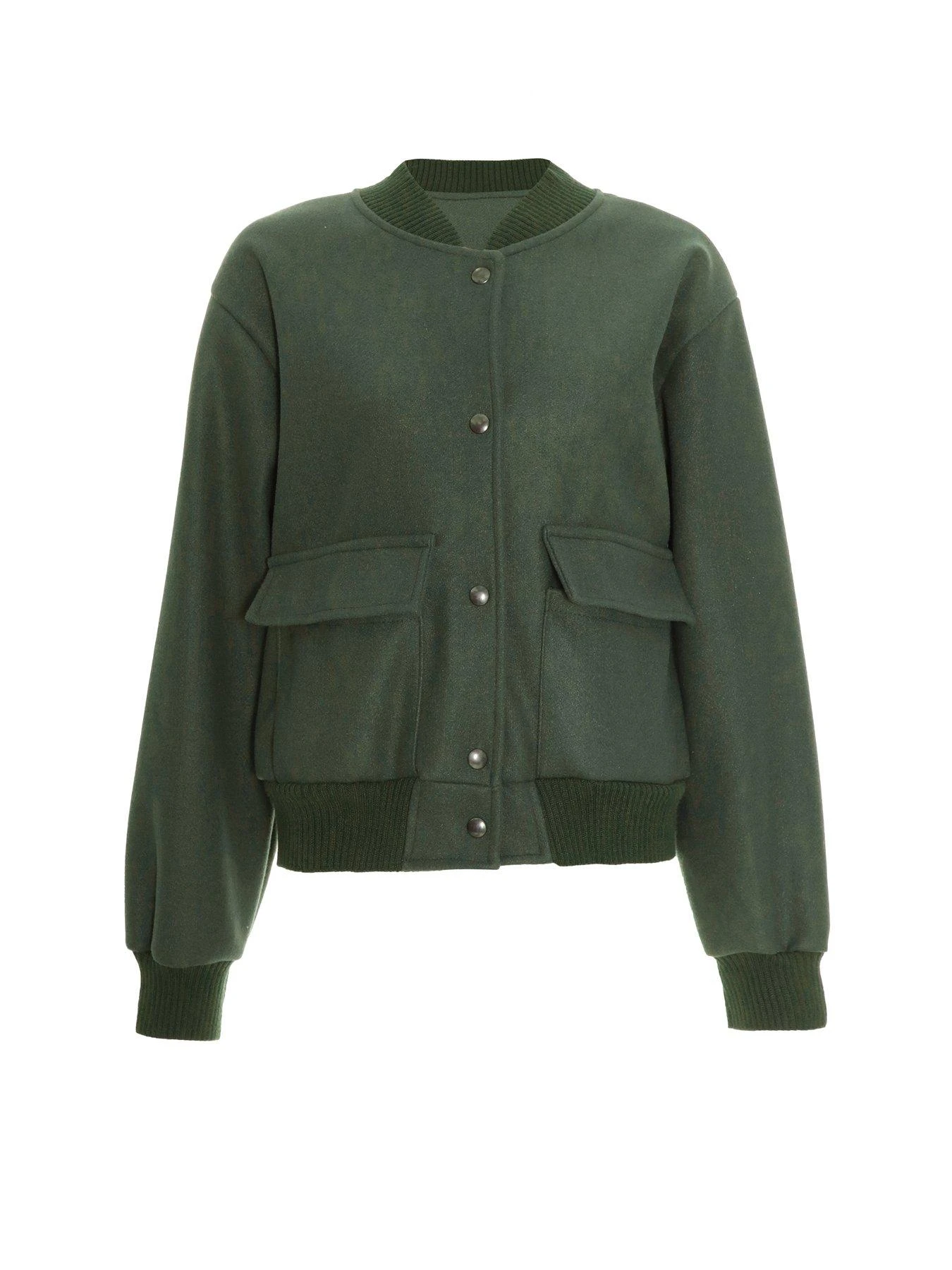 Quiz Khaki Bomber Jacket 6 Quiz Khaki Bomber Jacket - Image 4