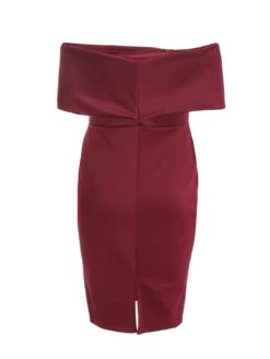 Quiz Curve Curve Berry Bardot Bow Midi Dress 12 Quiz Curve Curve Berry Bardot Bow Midi Dress -Modish Muse VSNGN SQ5 0000000315 DARK RED MDd1