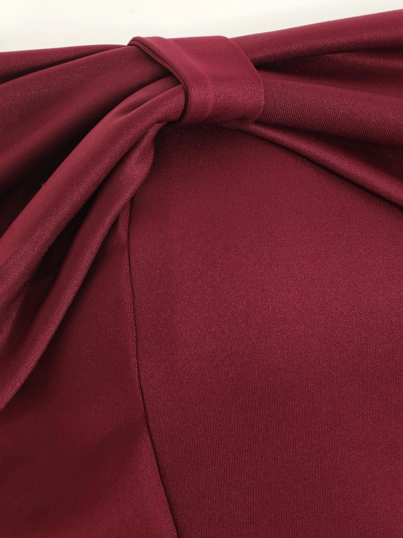 Quiz Curve Curve Berry Bardot Bow Midi Dress 8 Quiz Curve Curve Berry Bardot Bow Midi Dress - Image 6