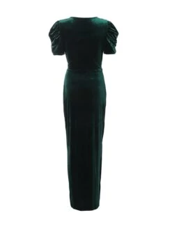 Quiz Green Velvet Wrap Maxi Dress -Modish Muse VSNGP SQ5 0000000630 DARK GREEN MDd1